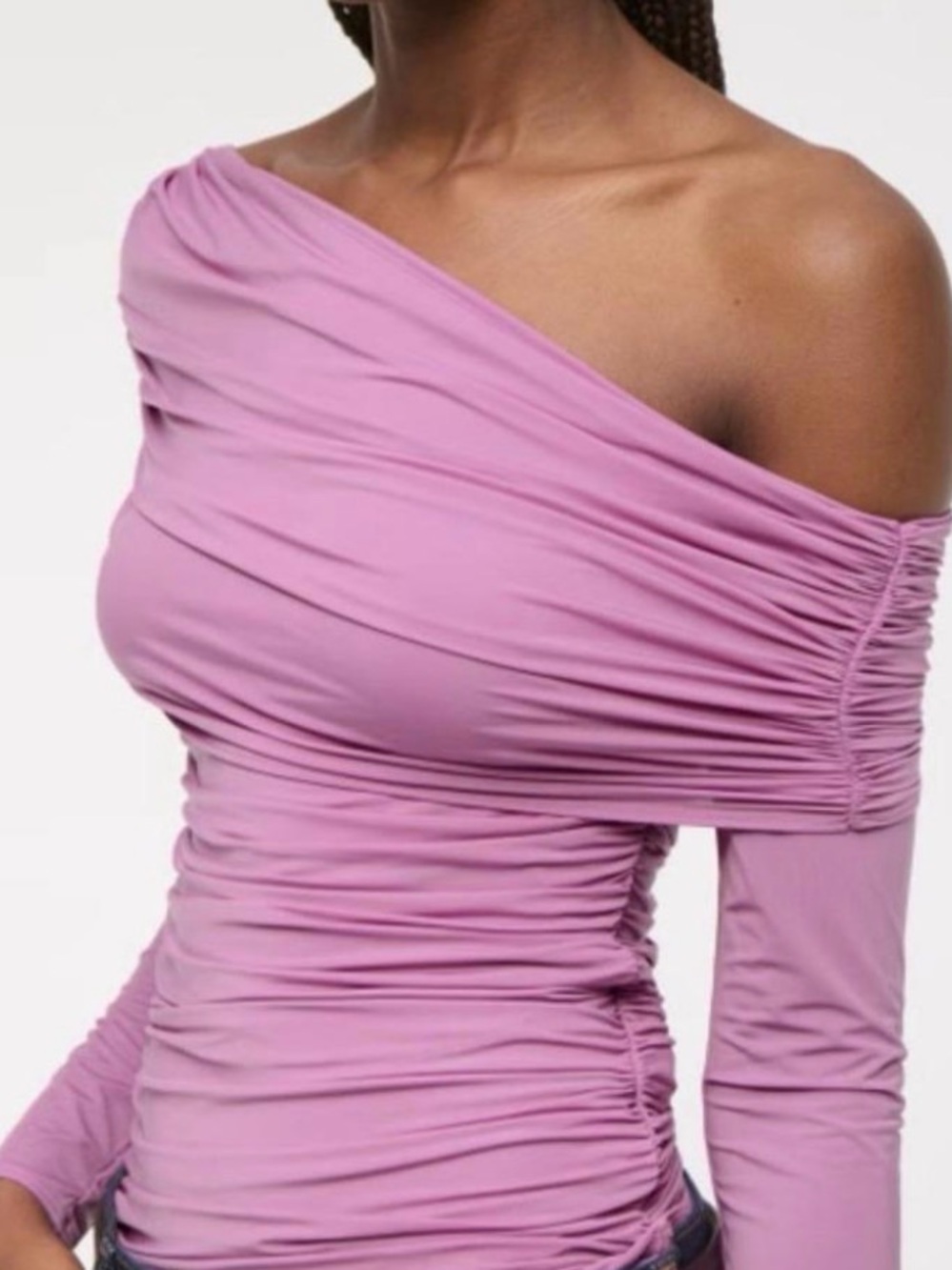 Abercrombie & Fitch One-Shoulder Ruched Dress in Lavender